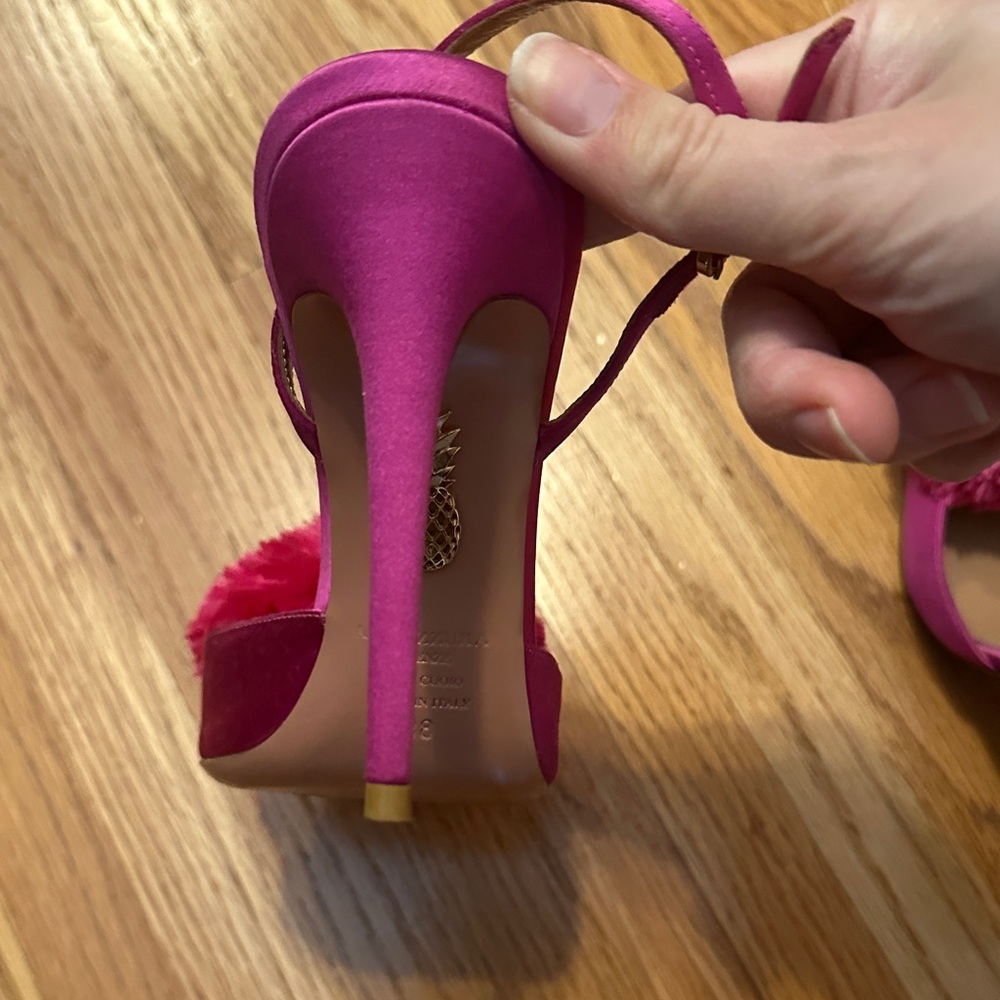 Aquazzura Fuchsia Pom Pom Heels - Picture 4 of 10